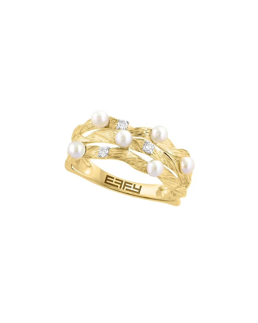 14K 0.06 ct. tw. Diamond & 2.5Mm Pearl Ring by Effy Fine Jewelry