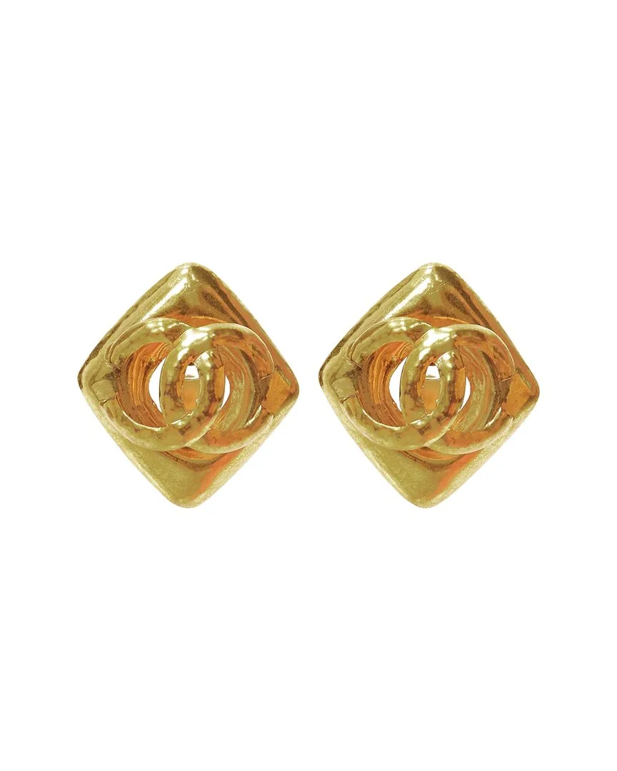 Logo Clip-On Earrings (authentic Pre-Loved) by CHANEL