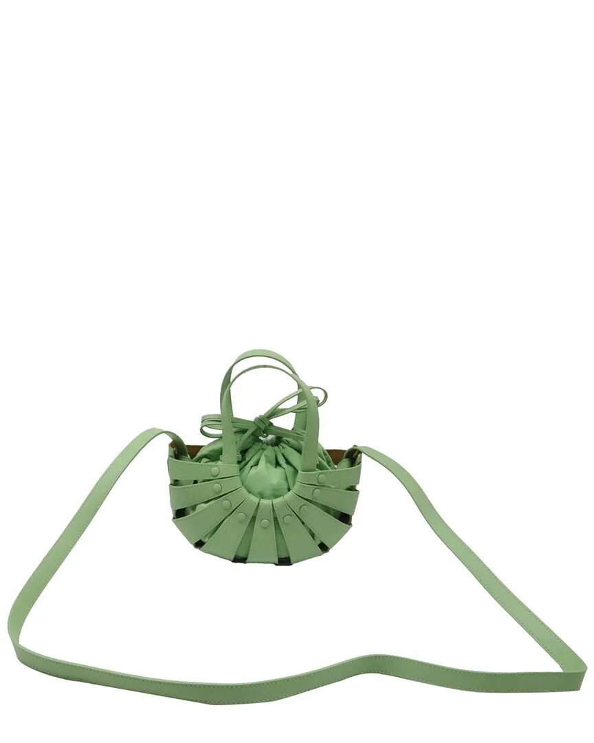 Green Calfskin Leather Small Shell Handbag (authentic Pre-Loved) by Bottega Veneta