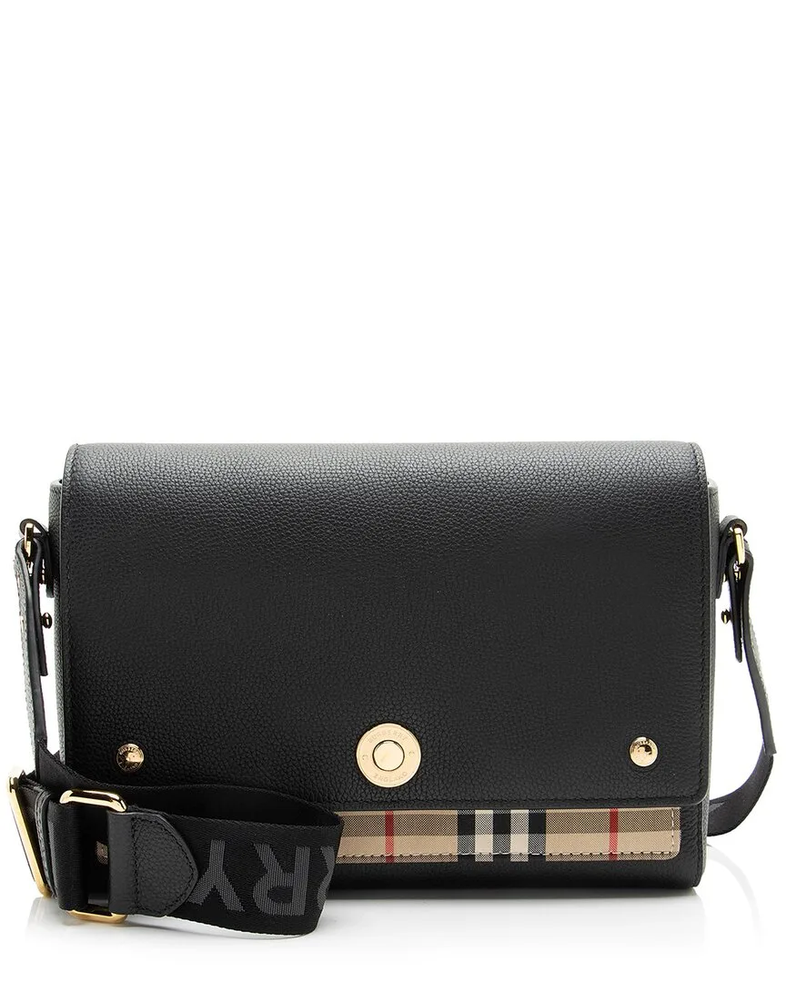 Beige Calfskin Vintage Check Note Bag (authentic Pre-Loved) by Burberry