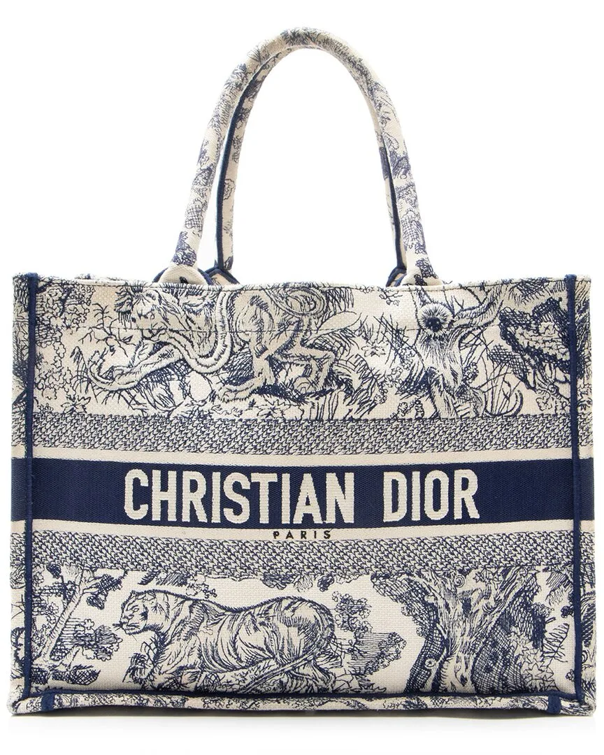 Blue Canvas Toile De Jouy Medium Book Tote (authentic Pre-Loved) by Dior