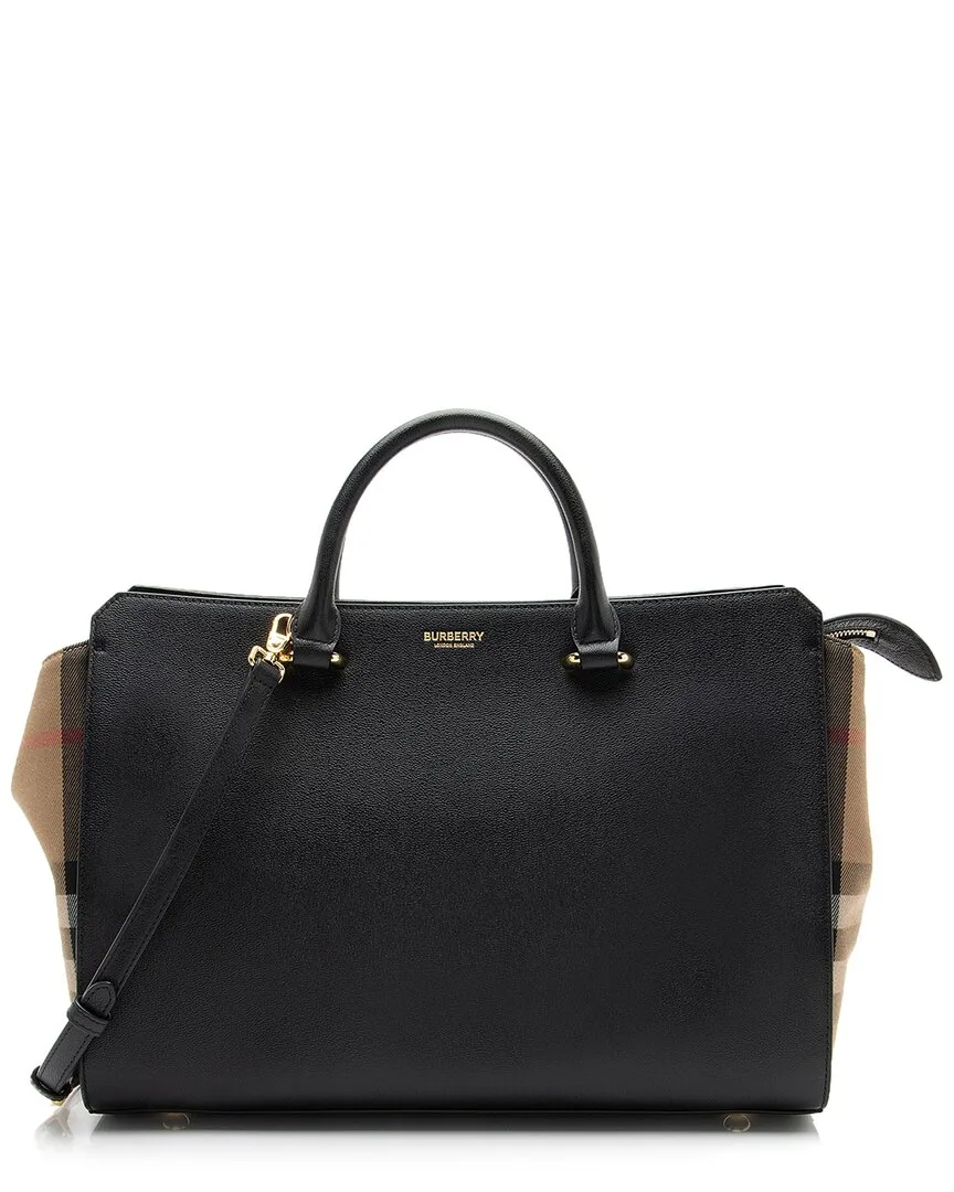 Beige Leather Nova Check Banwell Medium Tote (authentic Pre-Loved) by Burberry