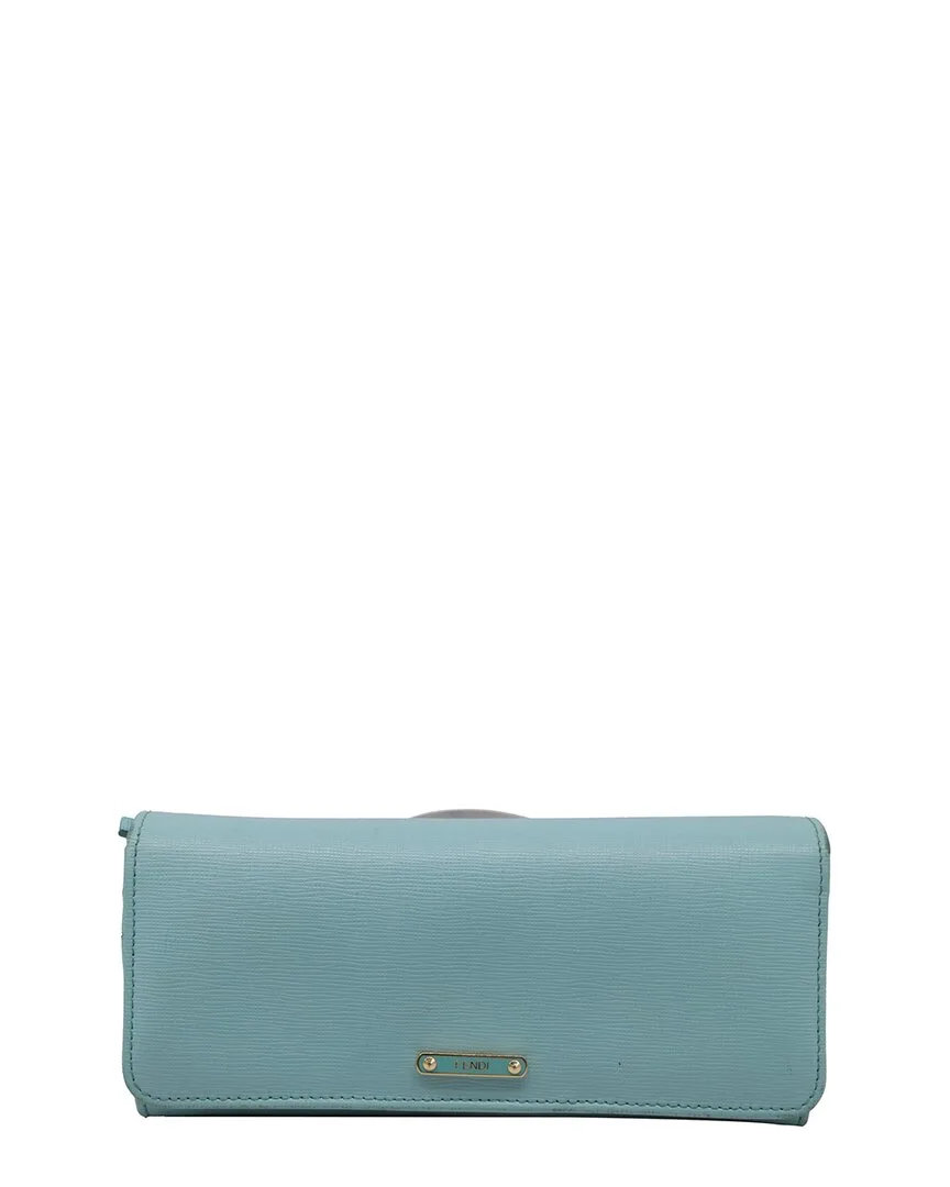 Light Blue Leather 2014 Continental Wallet (authentic Pre-Loved) by FENDI