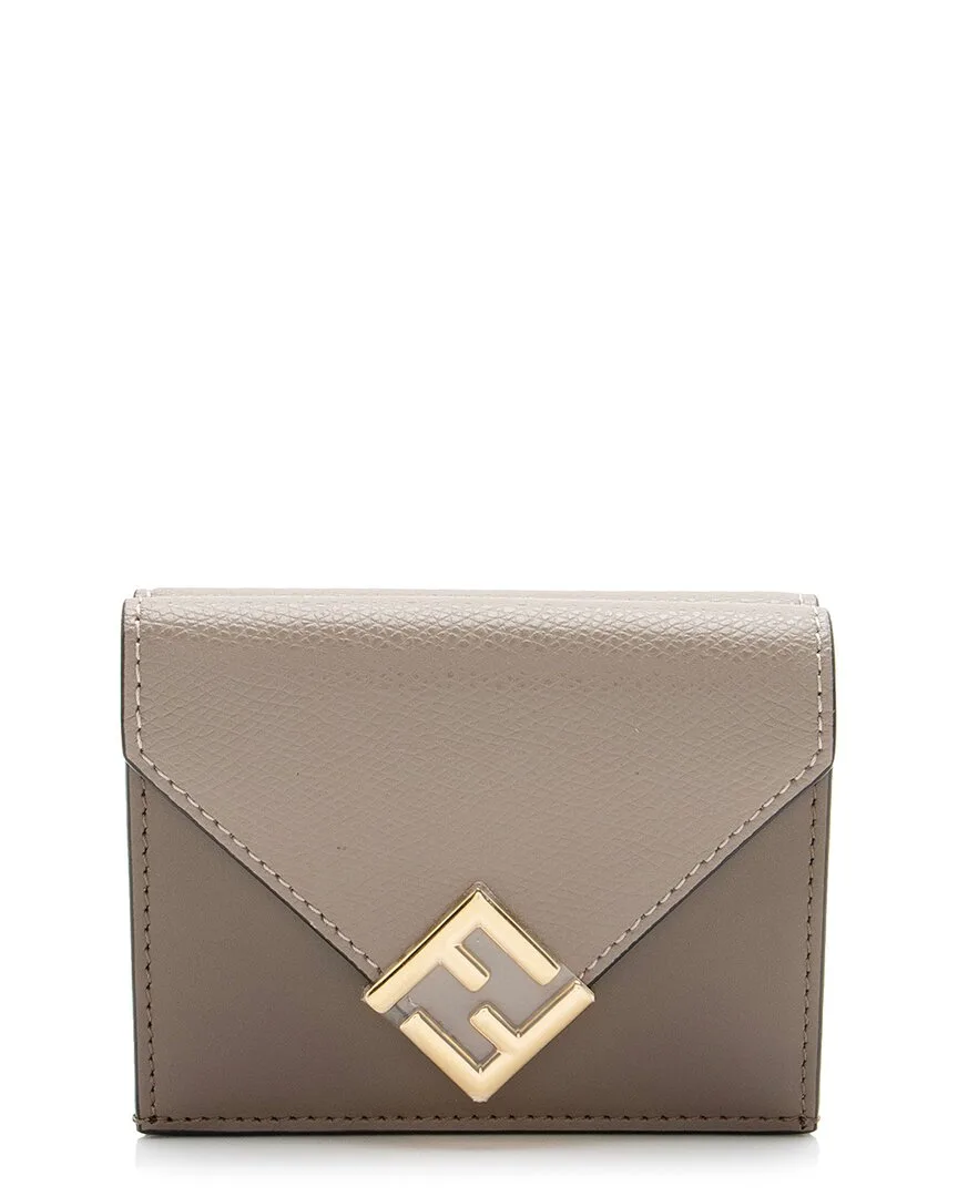 Grey Leather Ff Diamonds Trifold Wallet (authentic Pre-Loved) by FENDI