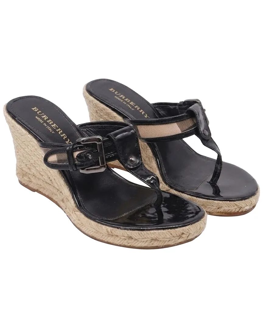 Patent Leather Nova Check Pattern T-Strap Sandal (authentic Pre-Loved) by Burberry