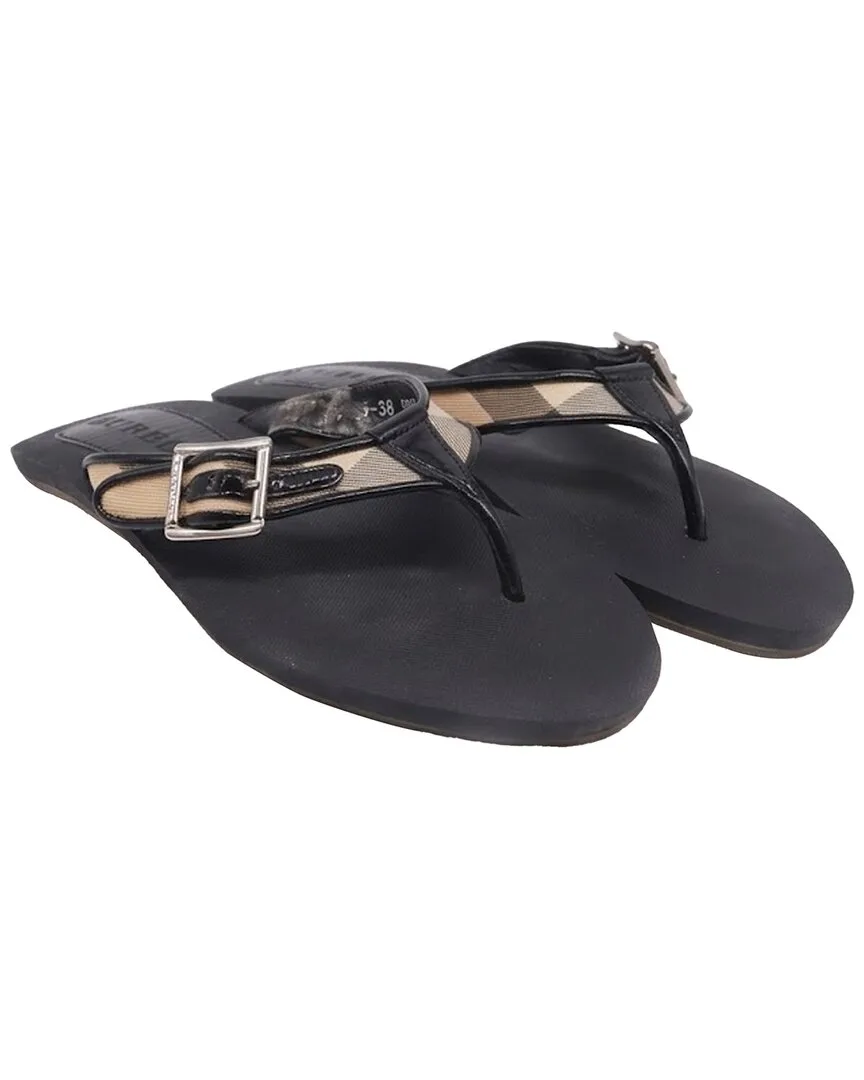 Leather Nova Check Lancaster Flat (authentic Pre-Loved) by Burberry