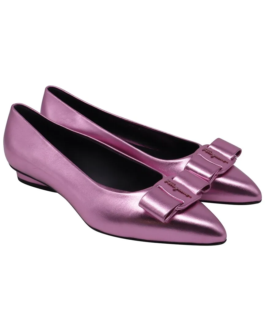 Calfskin Leather Viva Bow-Detailed Ballet Flat (authentic Pre-Loved) by Ferragamo