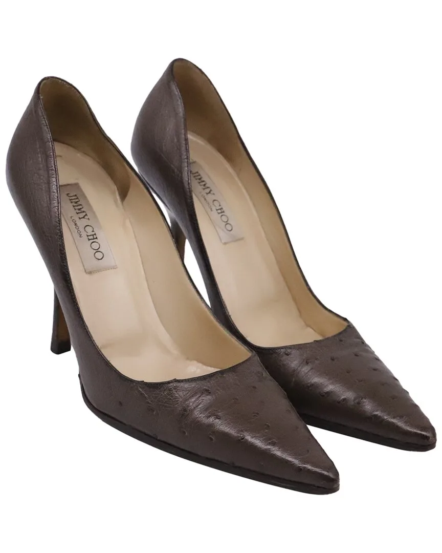 Ostrich Leather Pointed-Toe Pump (authentic Pre-Loved) by Jimmy Choo