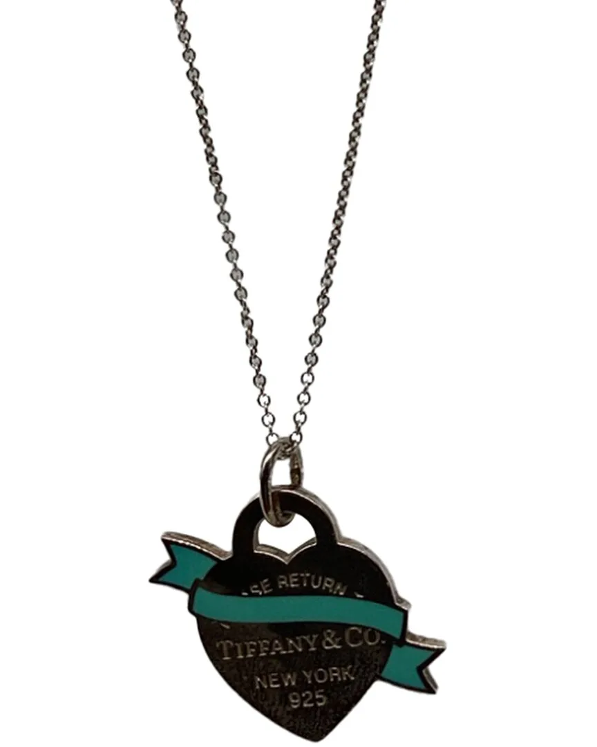 Silver Return to Tiffany Banner Heart Tag Necklace (authentic Pre-Loved) by Tiffany & Co.