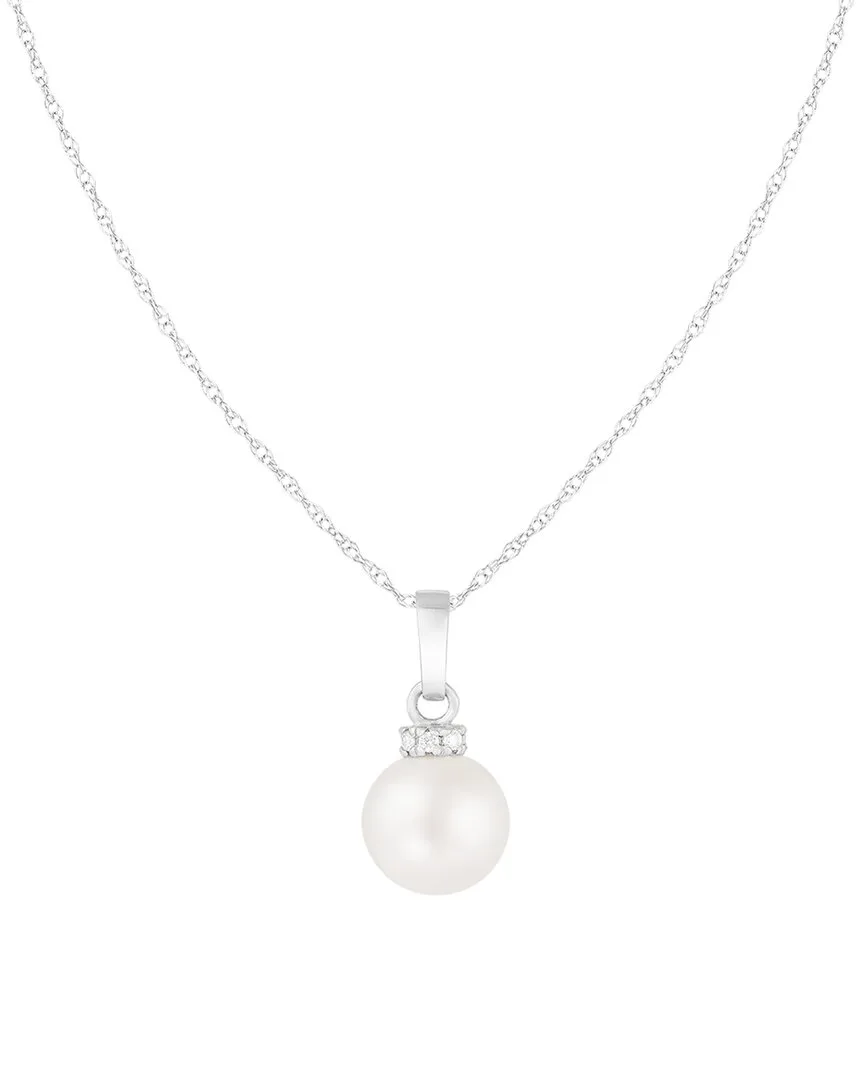 14K 0.08 ct. tw. Diamond & 8-8.5mm Pearl Dangle Pendant Necklace by Splendid