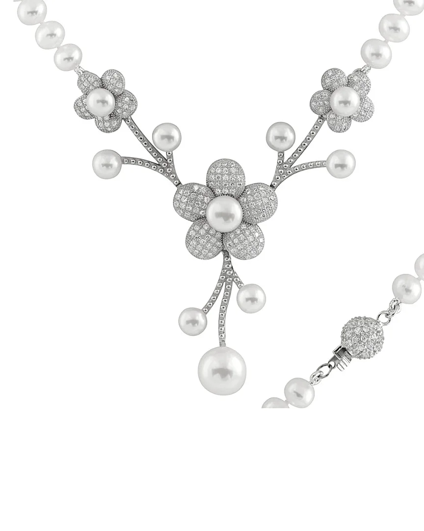 Silver 6-6.5mm Pearl & CZ Necklace by Splendid