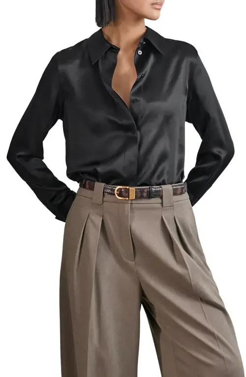 Ameira Silk Button-Up Shirt by Reiss
