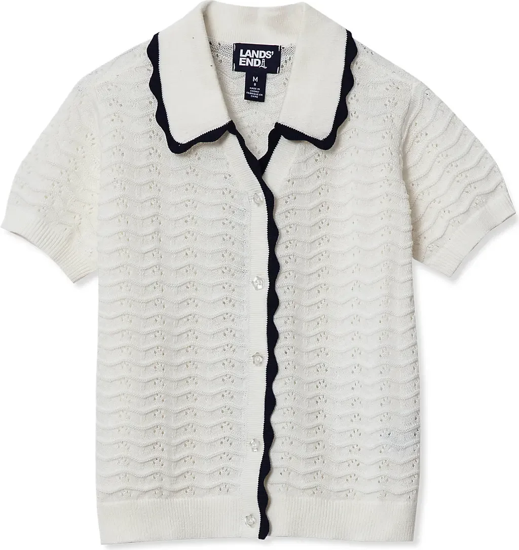 Short Sleeve Collared Sweater by Lands' End