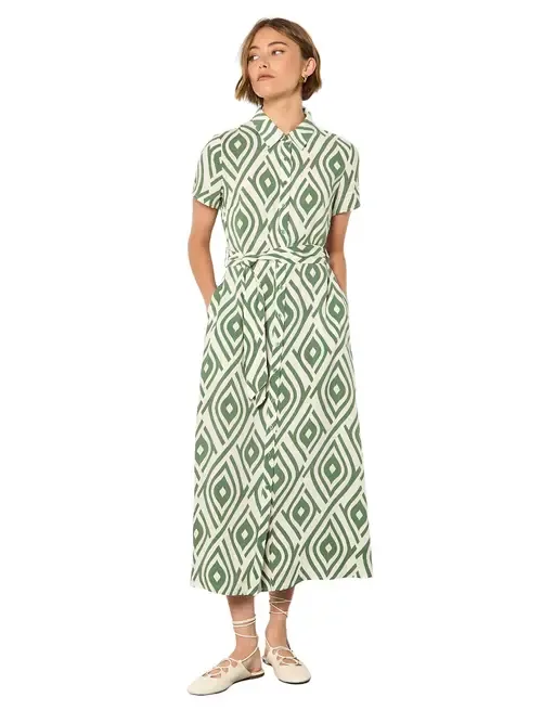 Short Sleeve Midi Shirt Dress by Apricot