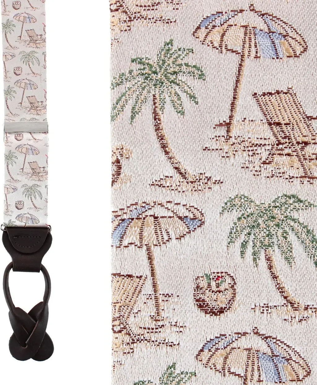 Beach Get a Way Silk Novelty Button End Suspenders (braces) by Trafalgar