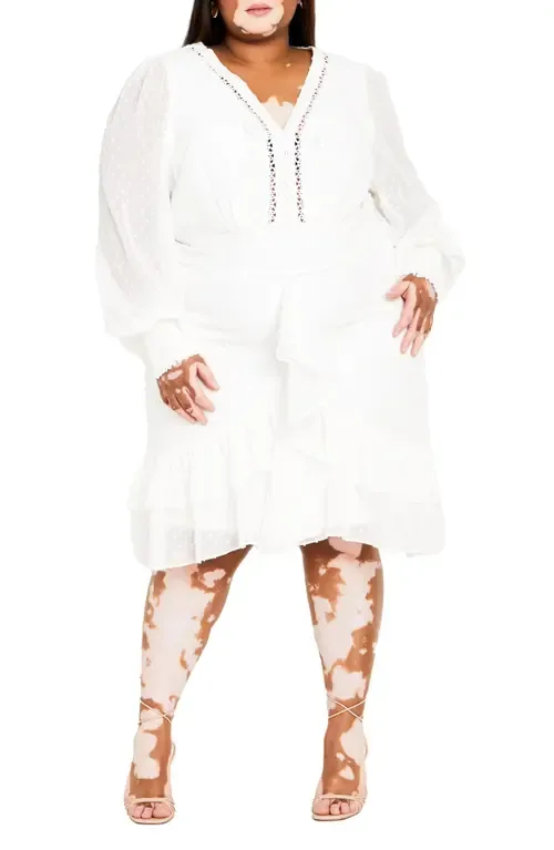 Ariyah Ruffle Clip Dot Dress by City Chic