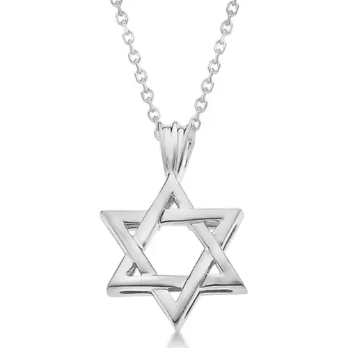 Classic Jewish Star of David Pendant Necklace Solid 14k by ALLUREZ