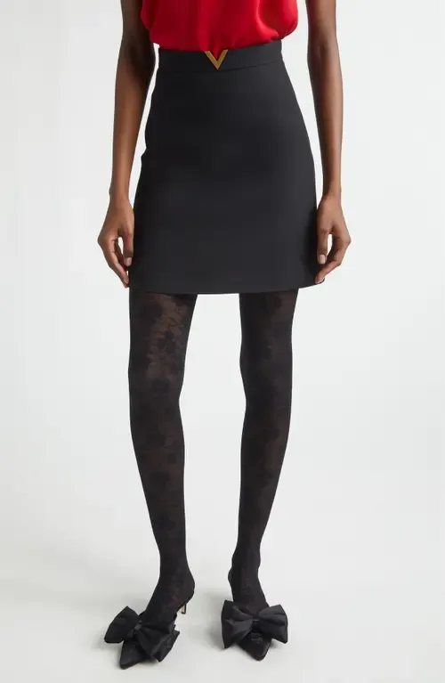V-Detail Solid Crepe Couture Miniskirt by Valentino