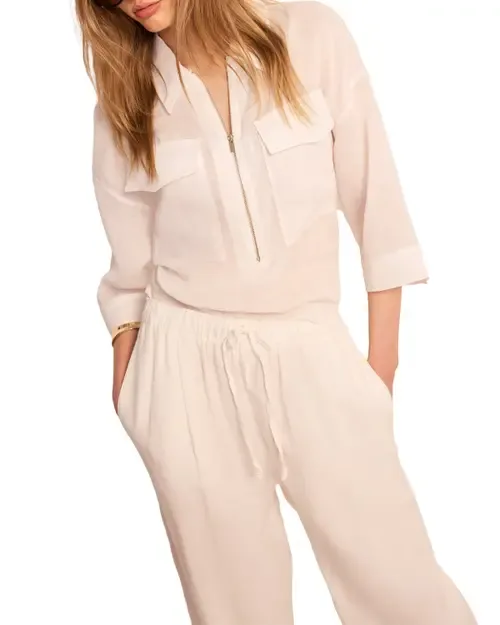 Ramie Zip Bomber Blouse by MINT VELVET
