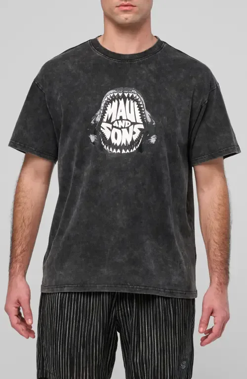 Shark Teeth Mineral Wash Cotton Graphic T-Shirt by Maui & Sons