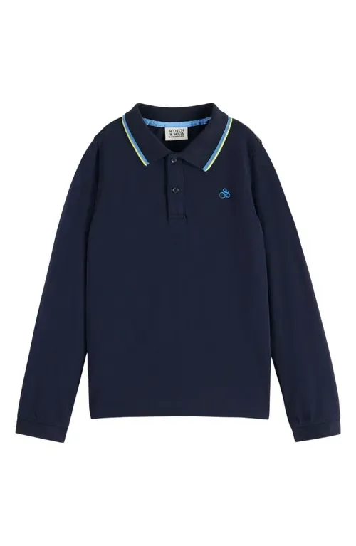 Long Sleeve Cotton Piqué Polo by Scotch & Soda
