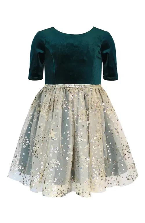 Sequin Velvet & Mesh Party Dress by Zunie