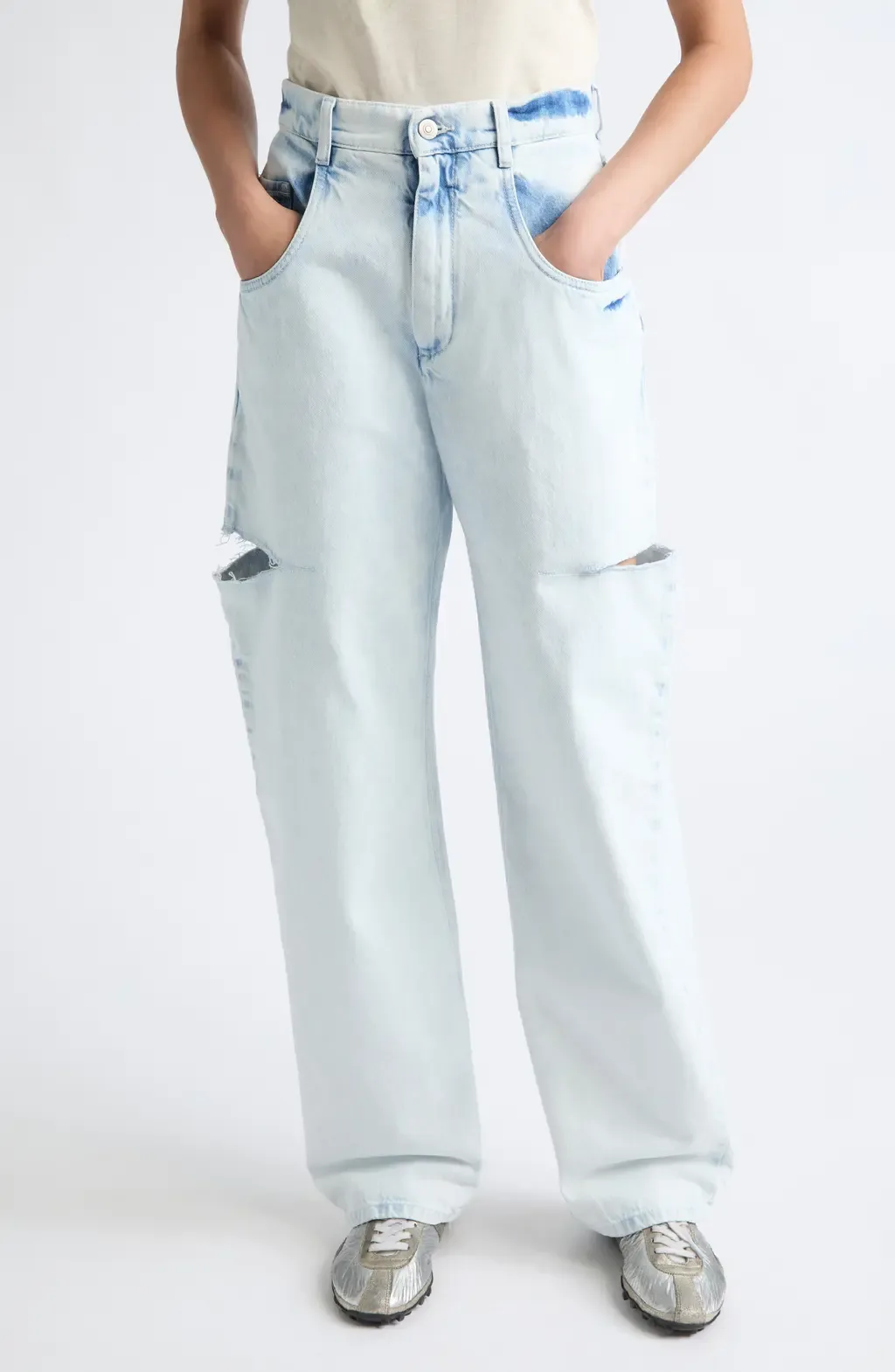 Ripped Side Cutout Jeans by Maison Margiela