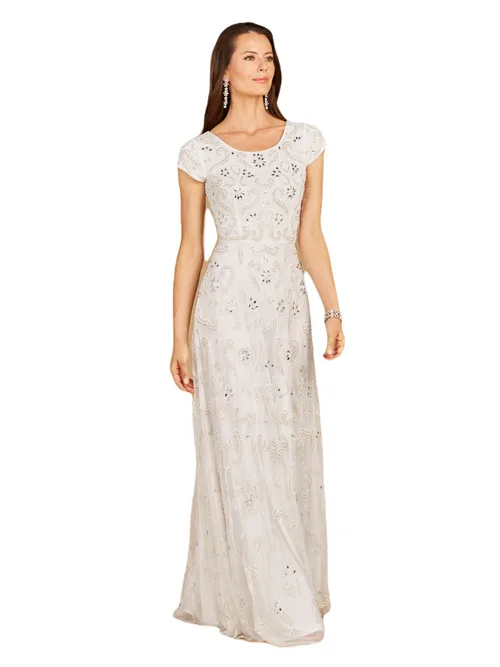 Cap Sleeve Beaded Bridal Gown by LARA New York