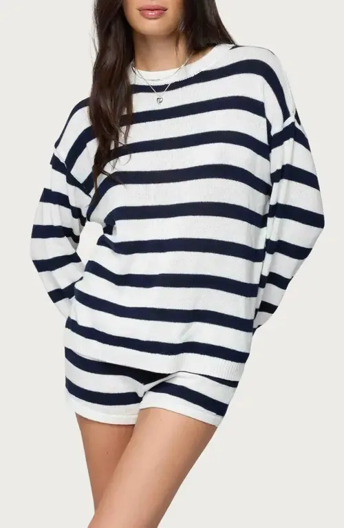 Amaris Stripe Oversize Cotton Sweater by EDIKTED