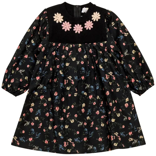 Long Sleeve Flower Print Embroidered Dress by Clô