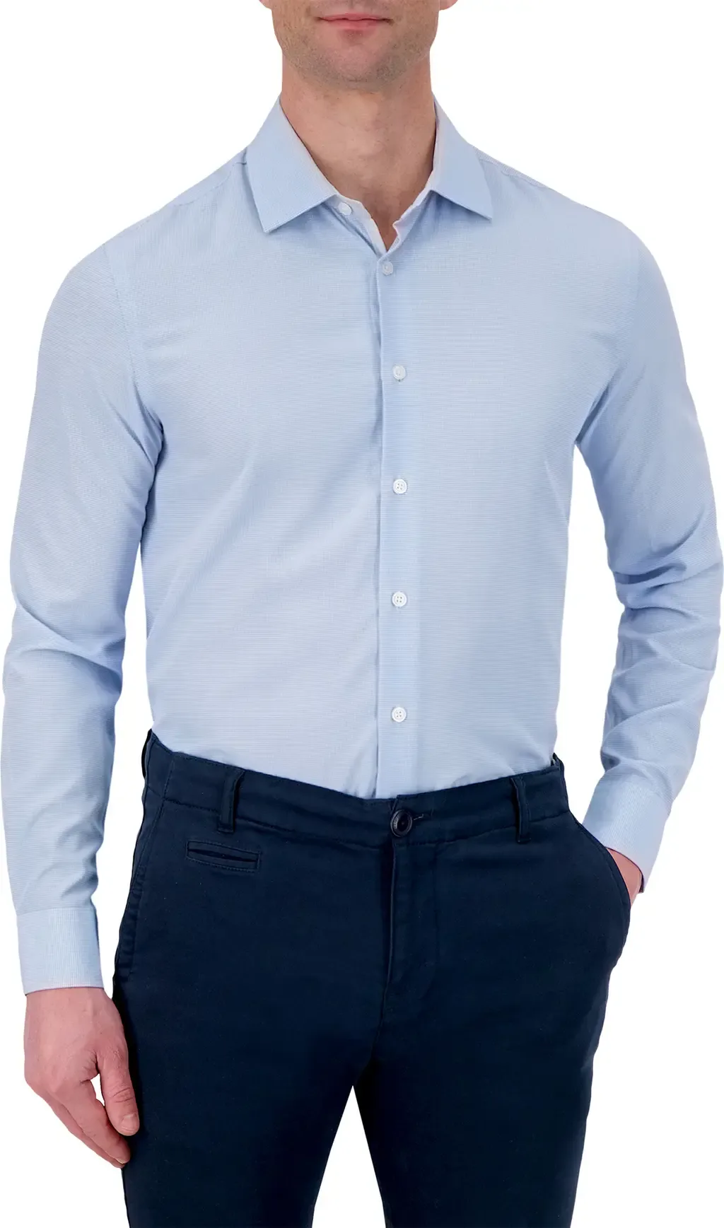 Slim Fit Check Print Performance Dress Shirt by Report Collection