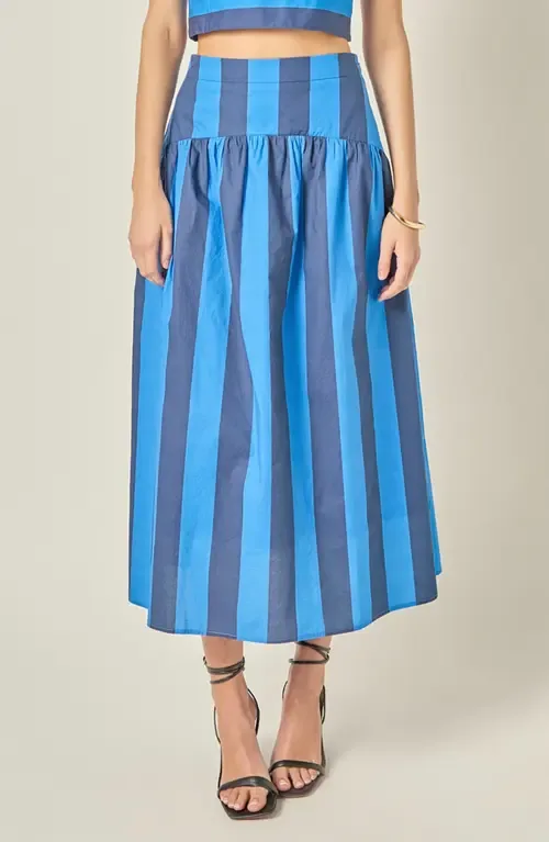 Striped Cotton Midi Skirt by English Factory