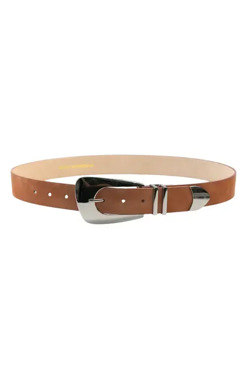 Verve Faux Leather Belt in Brown Suede by Petit Moments