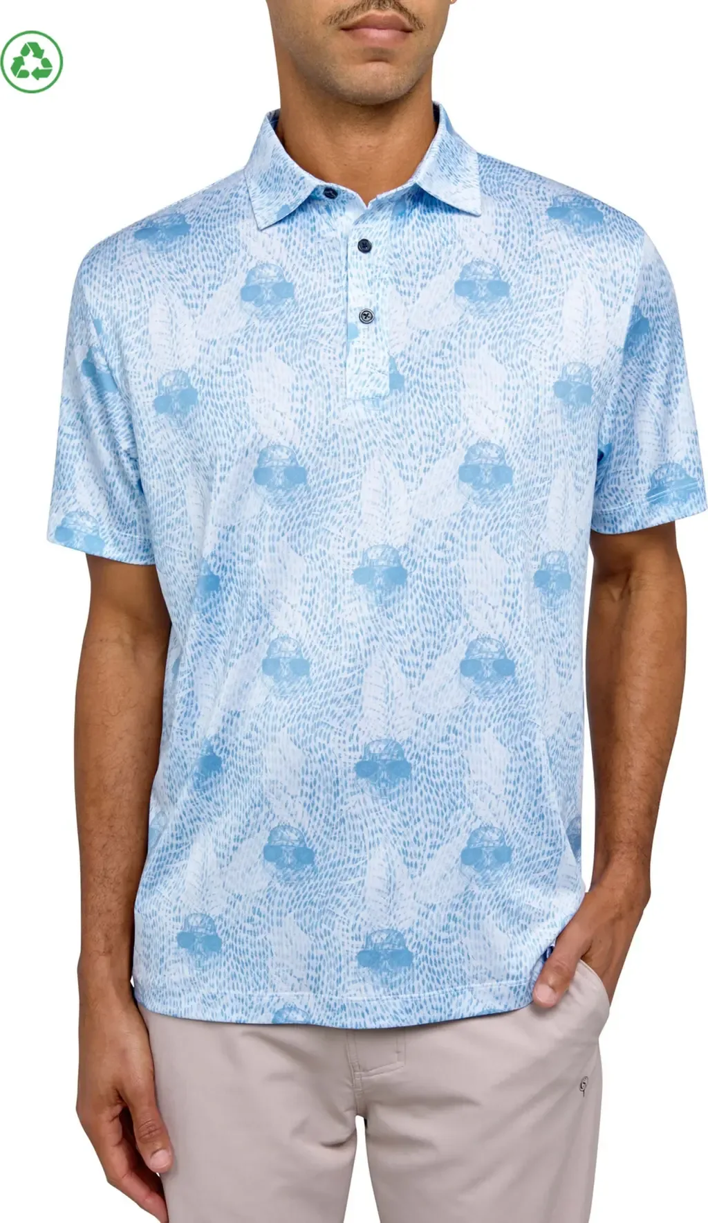 Regular Fit Seal Print Recycled Performance Golf Polo by CONSTRUCT