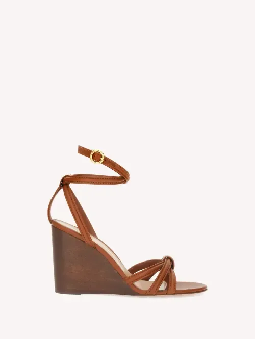 Rabat Wedge Sandal in Brown Calf Leather by Gianvito Rossi