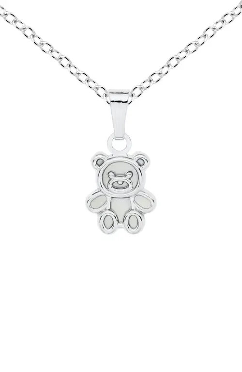 Sterling Silver & Mother-of-Pearl Teddy Bear Pendant Necklace by Mignonette