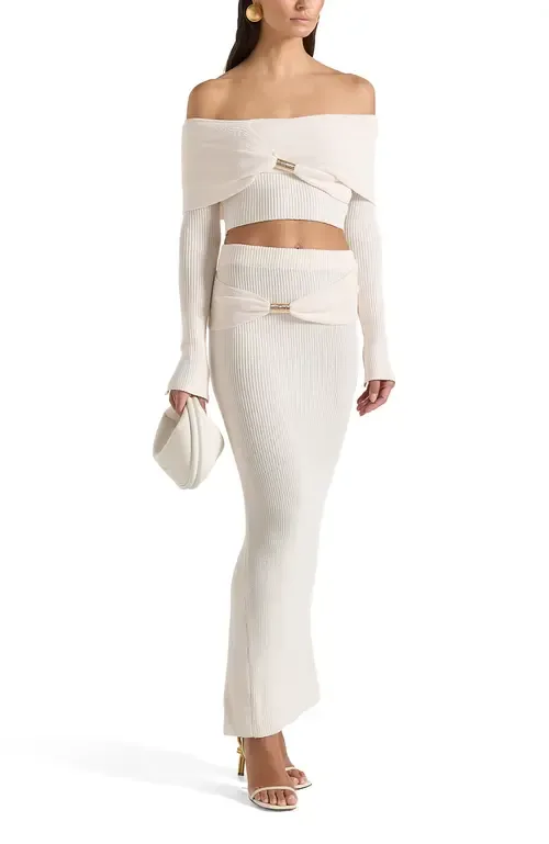 Shana Asymmetric Bardot Top with Hardware Detail by Manière De Voir