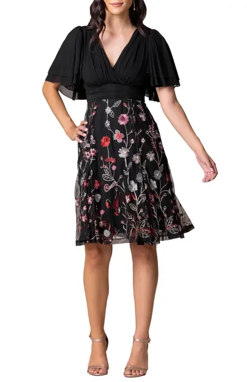 Lillian Embroidered Mesh Midi Cocktail Dress by Kiyonna