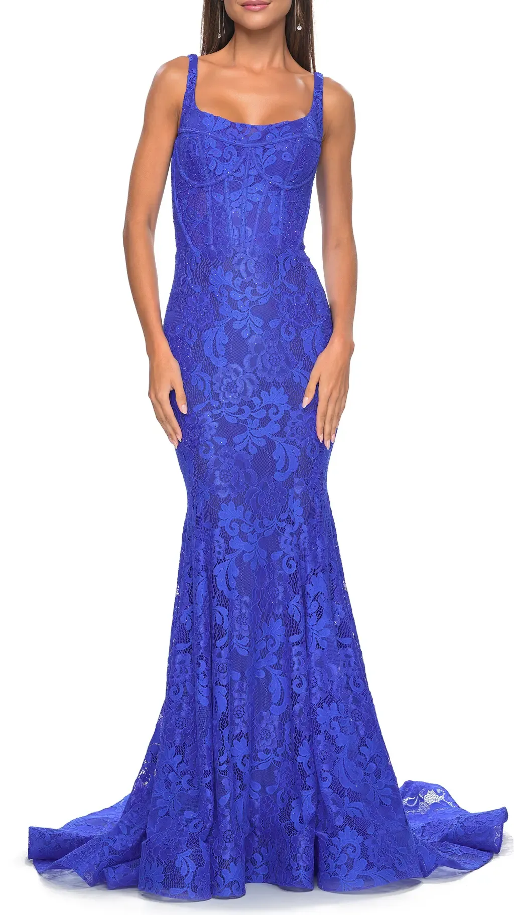 Mermaid Stretch Lace Gown with Corset Top by La Femme