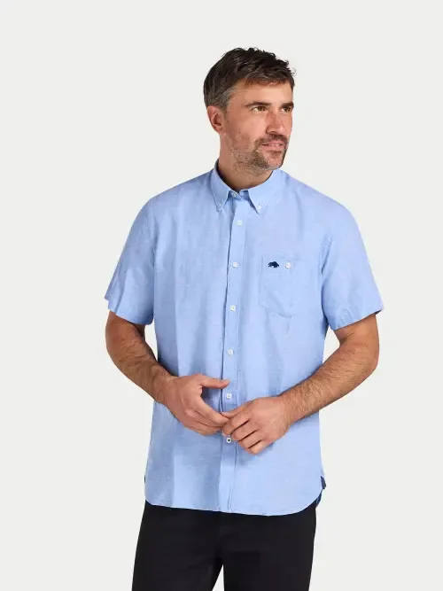 Short Sleeve Linen Blend Shirt by Raging Bull