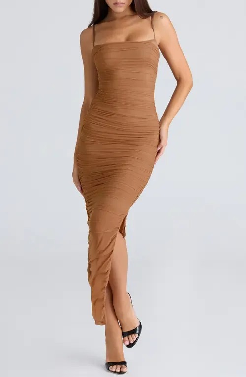 Fornarina Ruched Mesh Maxi Dress by HOUSE OF CB