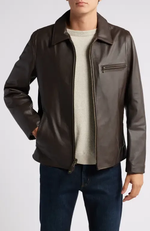 Waxy Cowhide Leather Moto Jacket by Schott NYC