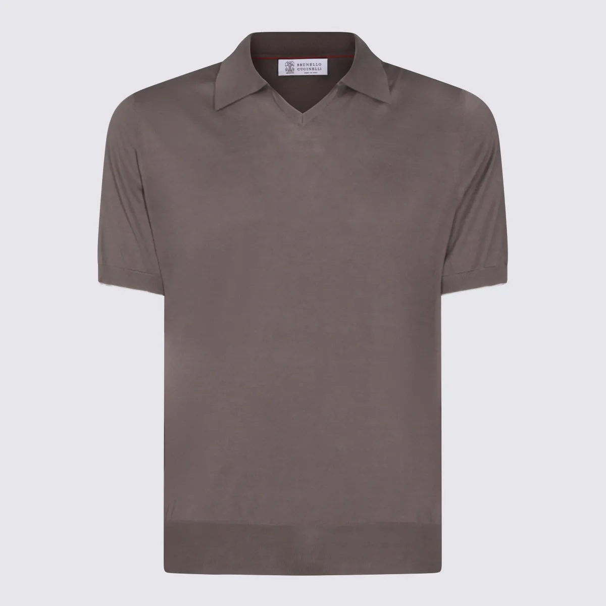 Brown Cotton Polo Shirt by Brunello Cucinelli