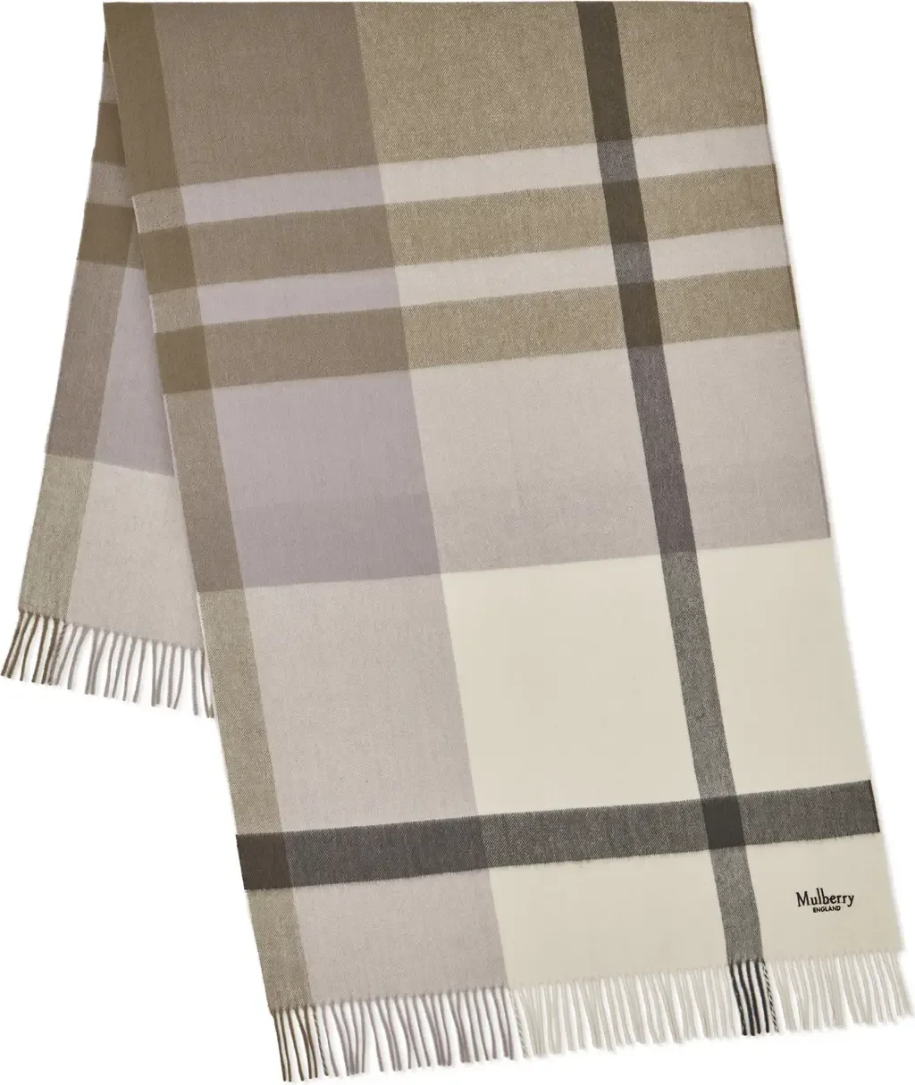Check Merino Wool Scarf by Mulberry