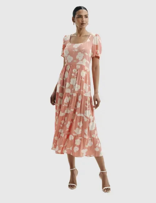 Teresa Floral Print Tiered Midi Dress by Finery London
