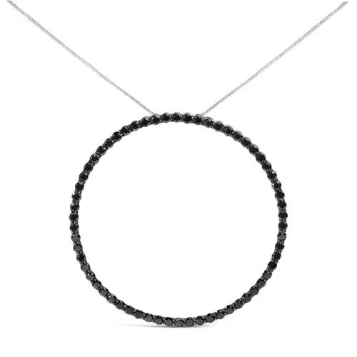 5.0 Cttw Black Diamond Open Hoop Circle Pendant Necklace by Haus of Brilliance