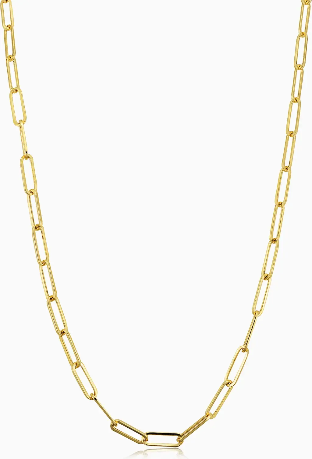 14K Gold Venice Link Paperclip Necklace by Oradina