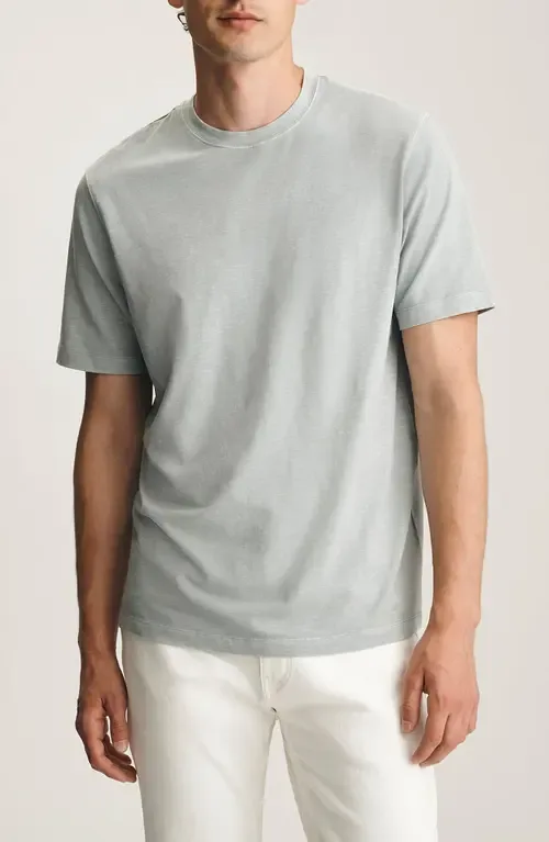 Pale Grey Slub Cotton Blend T-Shirt by Mavi Jeans