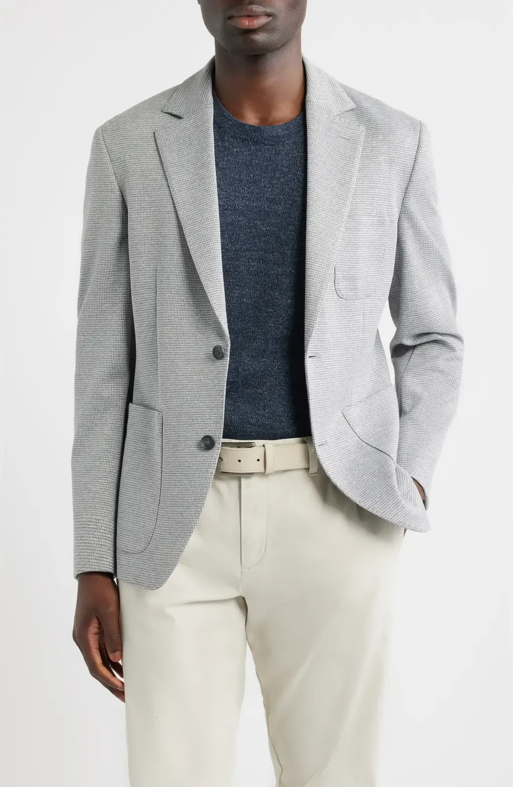 Henrik Trim Fit Grey Microcheck Knit Sport Coat by Nordstrom