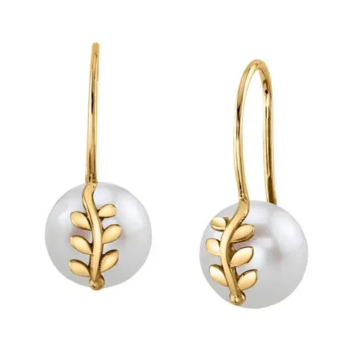 Freshwater Pearl Jayne Leaf Earrings by The Pearl Source